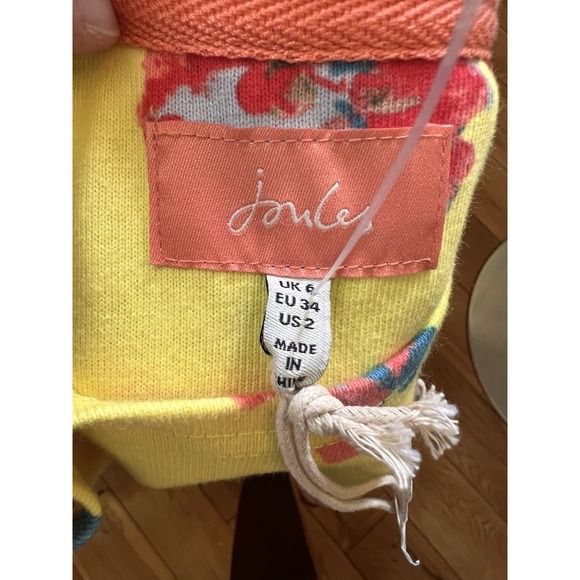 Joules Riviera Shift T-Shirt Dress Womens S 2 Floral Cotton Stretch Lemon Floral - Picture 6 of 8